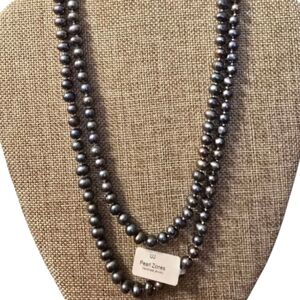 Tahitian Freshwater Genuine Black Pearl Necklace 25' L